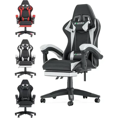 Gaming Chair with Footrest Gamer Chairs Ergonomic with Lumbar Cushion Headrest Gaming Chair Height