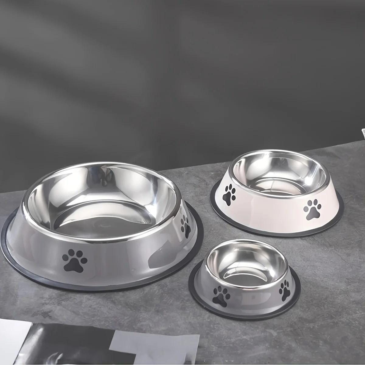 Bol pour animaux de compagnie en acier inoxydable, 1 pièce, bol pour chat, bol de nourriture pour chien, multi-spécifications, bol de nourriture Anti-chute, bol d'alimentation pour animaux de