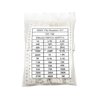 660 teile/los 0603 0805 1206 0402 0201 1% SMD Chip Widerstand Sortiert Kit 1R - 1M Ohm Image