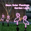 Néon flamant solaire jardin lumière paysage cour lampe étanche décor extérieur piquet lumière LED Patio mise à la terre lumières