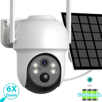 6x Zoom Solar PTZ Kamera 4K 8MP HD Outdoor WiFi Wireless IP Camara Solar Panel Sicherheit Eingebaute Batterie PIR Human 4MP iCsee