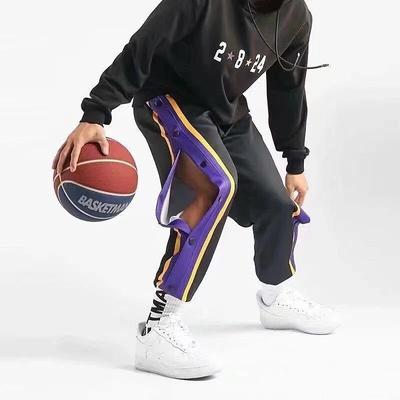 Men's Sweatpants Tear Away Pants Basketball Pants Pocket Color Block Comfort Breathable Outdoor Daily Going out Fashion Casual Black Blue