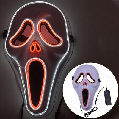 Custom Halloween Light Up Mask Pumpkin Head Scream Mask V LetterGreen Hair Cown Cartoon Sawtooth Mask