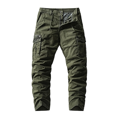 Herren Cargohose Cargohosen Cargohose Knopf Multi Pocket Glatt tragbar Outdoor Täglich Campen und Wandern Modisch Klassisch Schwarz Armeegrün Image