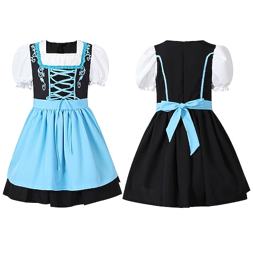Halloween Oktoberfest Kleid Dirndl Trachtenkleider Oktoberfest / Bier Bayerisch Wiesn Wiesn Mädchen Stoff im traditionellen Stil Kleid Schürze Image