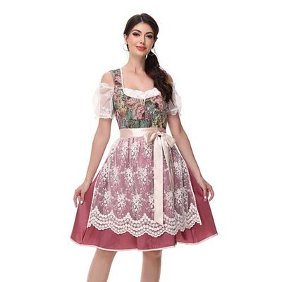 Karneval Oktoberfestbier Kostüm Kleid Dirndl Trachtenkleider Dienstmädchen Deutsch München Wiesn Damen Stoff im traditionellen Stil Kleid Image