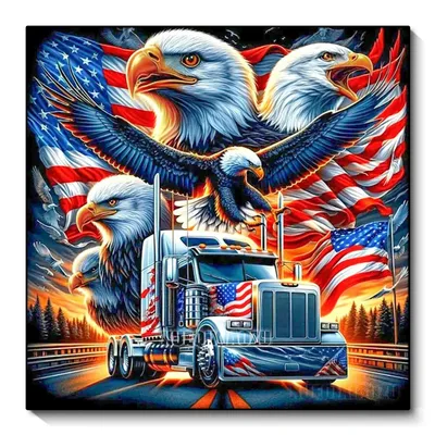 New Collection 2024 Diamond Embroidery Eagle and National Flag Scenery Mosaic Diamond Painting