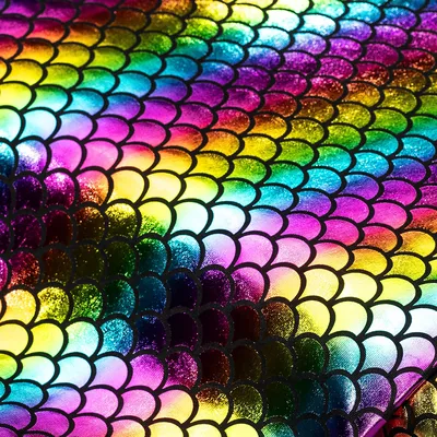 Folienjersey Kleine Schuppen, regenbogenfarben Image