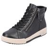 Schnürboots RIEKER SPORT, Damen, Gr. 36, schwarz, Leder, sportlich, Schuhe, Stiefelette, High Top Sneaker, Freizeitboots mit Reißverschluss