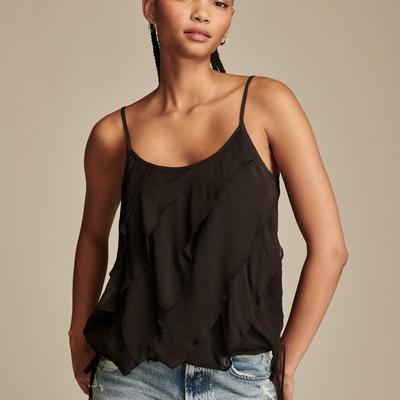 Lucky Brand Ruffle Cami - Women's Clothing Cami Camisoles Tank Top in Caviar, Size L