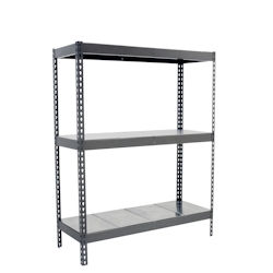 PROREGAL Schwerlastregal METAL BEAST THREE | HxBxT 150x120x60cm | 3 Ebenen | Fachlast 600kg | Grau | Weitspannregal Werkstattregal Lagerregal Image