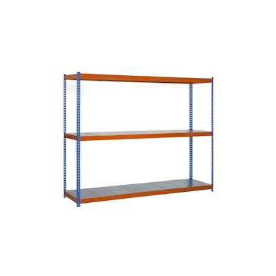 PROREGAL Schwerlastregal METAL BEAST THREE | HxBxT 150x150x60cm | 3 Ebenen | Fachlast 600kg | Blau-Orange | Weitspannregal Werkstattregal Lagerregal Image