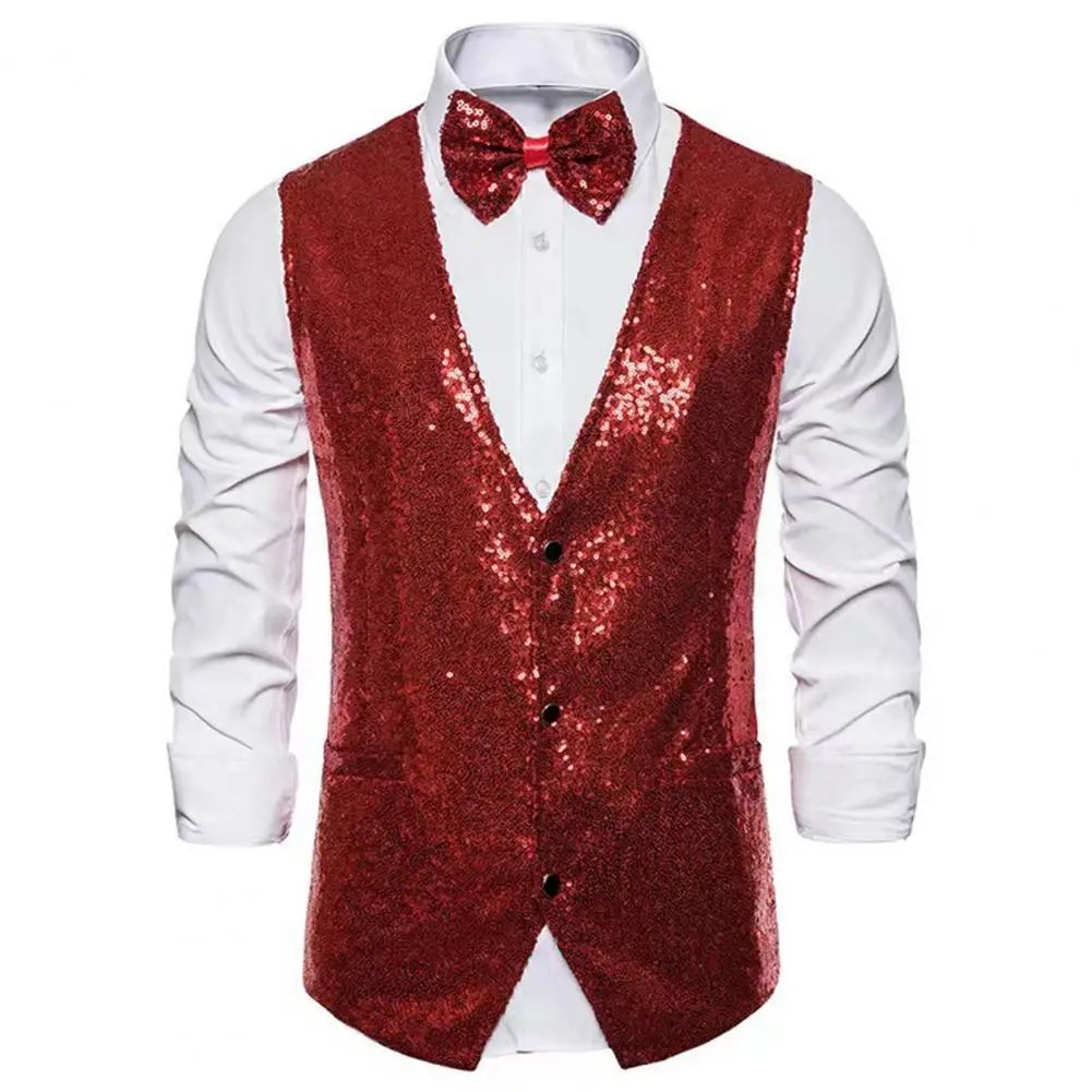 Gilet da uomo con paillettes senza maniche gilet lucido slim fit gilet da sposa per feste gilet da uomo gilet con paillettes per performance sul palco