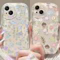 Custodia per telefono per OPPO Reno 8T 5G 7Z 8Z Realme 11 10 4G 5 6 7 Pro 8 7i GT 3 NARZO 50 A57 5G F21 Pro Cover Flower Cream bordo ondulato