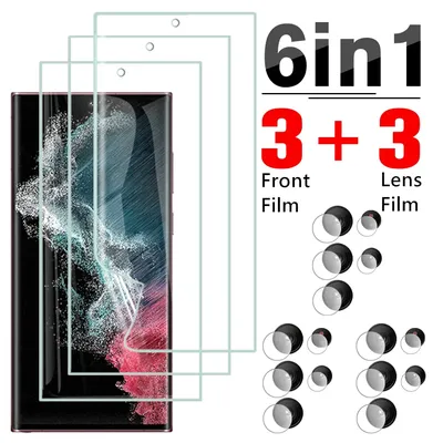 6in1 Hydrogel Film For Samsung Galaxy S22 Ultra 5G Screen Protector For Samsung S 22 21 20 Ultra