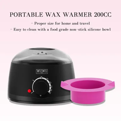 Hair Removal Wax Warmer 200CC WUWUVISTA Professional Wax Warmer Machine with 7oz Silicone Bowl Portable Hot Wax heater（EU Plug）