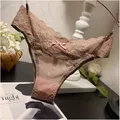 Mutandine di pizzo europee e americane Slip trasparenti a vita bassa da donna Pantaloni a T perizoma da donna con fiocco Comode mutandine ad asciugatura rapida