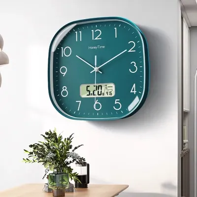 2024 New Perpetual Calendar Electronic Wall Clock, Living Room Square Clock, Home Wall Mounted