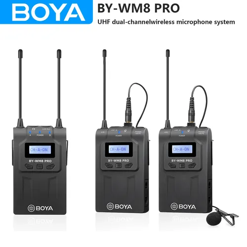 BOYA BY-WM8 PRO UHF Wireless Lavalier microfono con risvolto per iPhone Android DSLR telecamere PC Computer intervista Youtube Streaming