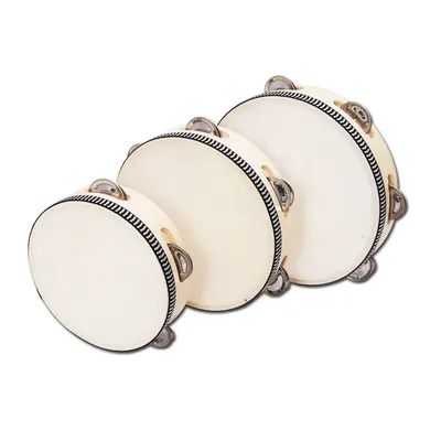 1pc Tambourine Jingle Wooden Frame Head Musical Instruments Drum Percussion Hand Drums Toys Musical