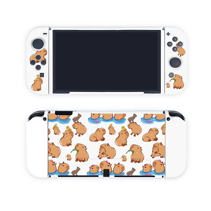 Custodia protettiva OLED Kawaii Capybara Fonda Nintendo Switch Custodia protettiva in TPU acoplabile per controller Nintendo Switch Joy-Con