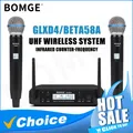 BOMGE microfono Wireless GLXD4 sistema UHF professionale microfono portatile per 80m di distanza Stage Speech Wedding Show Band Home Party