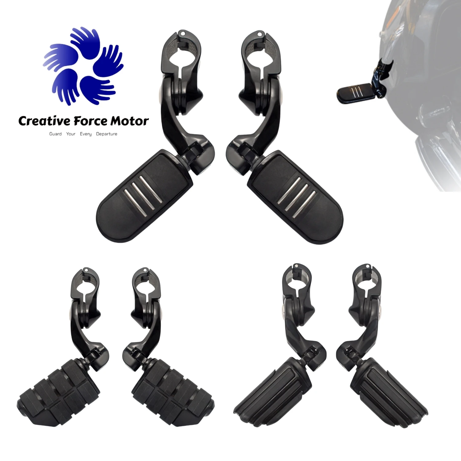 Kit di montaggio pedane autostradali 32mm moto Crash bar 1-1/4" Per Honda Yamaha Kawasaki Suzuki Harley Davidson Dyna Low Rider S Iron 883 Street Glide Road King Fat Bob 114 accessori moto