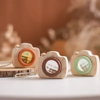 Baby Wood Colorful Camera Kaleidoscope Toys for Children Rainbow Wooden Toys for Children Kids