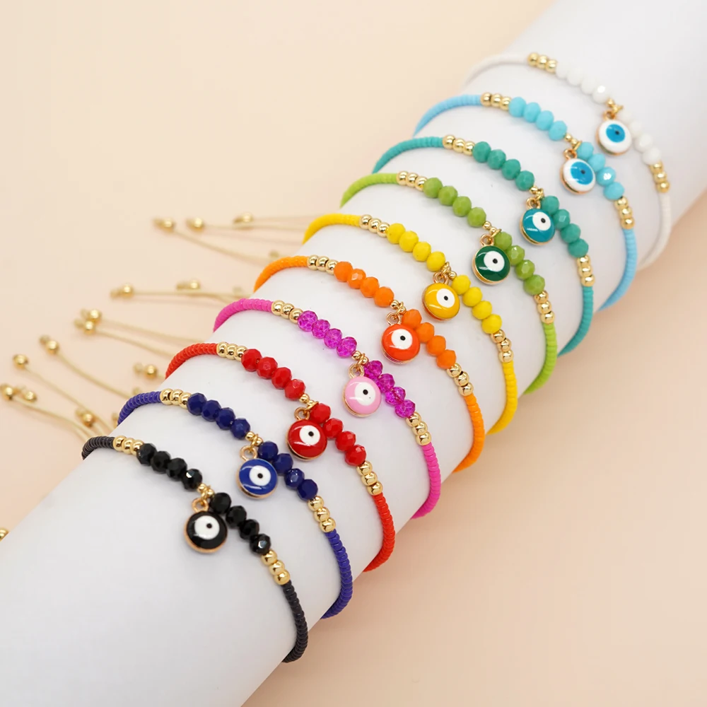 Go2boho Charm Evil Eye braccialetto di perline di cristallo colorato donne Pulsera gioielli moda Boho Handmade String braccialetto di perline Miyuki