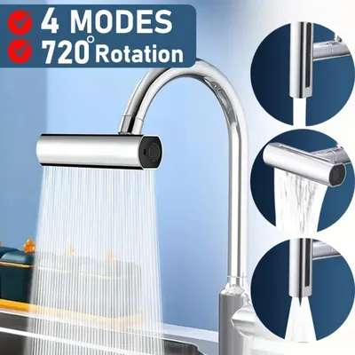 720° Rotation 4 in 1 Waterfall Kitchen Faucet 4-Function Kitchen Sink Extender Spray Nozzle high