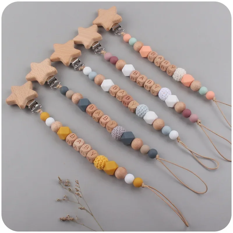 Bébé fait à la main bricolage nom personnalisé perles de Silicone sucette chaîne jouets à mâcher garçon fille personnalisé sucettes Clip nouveau-né accessoires