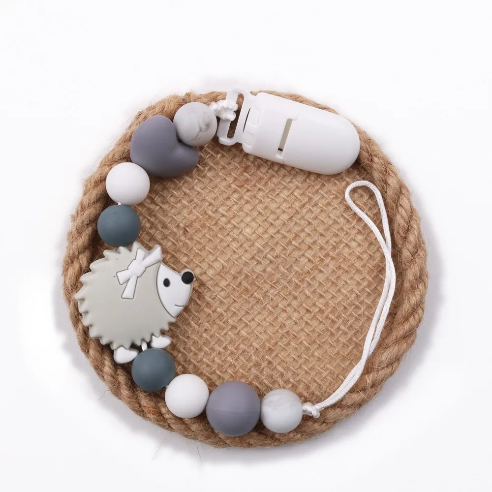 Baby Schnuller Clip Kette Igel Silikon Anhänger Beißring Perlen Halter Für Säuglingsnippel Baby Zähne Image