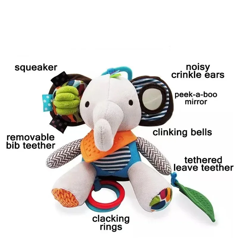 Baby hängen Rassel, Kau spielzeug, Kleinkind Kinderwagen, Kinderwagen, Krippe, Cartoon Elefant Plüsch tier