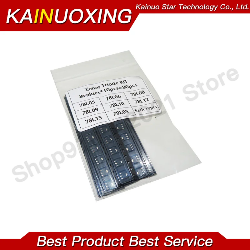 SOT-89 SMD-Transistor, sortiertes Kit, insgesamt enthält 78L05 78L06 78L08 78L09 78L10 78L12 78L15 79L05 8 Werte, X10 Stück = 80 Stück Image