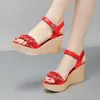 8 cm Kleine Größe 32-43 Mode Mix Farbe Echtes Leder Sandalen Damen Plattform Keile Schuhe 2024 High