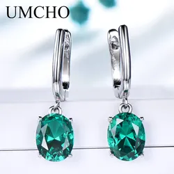 Umcho Smaragd Edelstein lange Clip Ohrringe für Frauen echte 925 Sterling Silber Korea Ohrringe Mode Hochzeit feinen Schmuck Geschenk