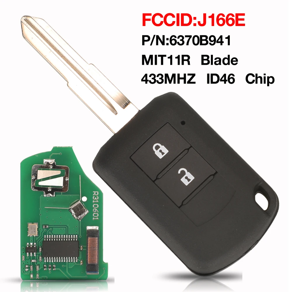 Jingyuqin 2BTN J166E Fernbedienung Auto Schlüssel ID46 Chip 433 MHz P/N: 6370B941 Für Mitsubishi Mirage Outlander ASX 2016-2019 MIT11R Klinge Image