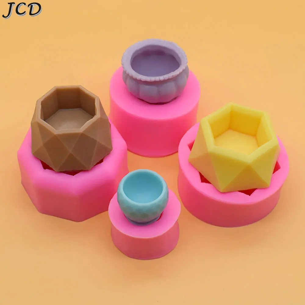 JCD Mini Silikon Blumentopf Formen Form Polygonale Gussformen DIY Sukkulenten Blumentopf Kerzenhalter Beton Ton Form Image
