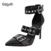 Gdgydh Schwarz Punk Gothic High Heels Sexy Plus Größe Spitz Mode Schnalle Niet Frauen Pumpen Hochzeit Schuhe Stiletto Heels neue