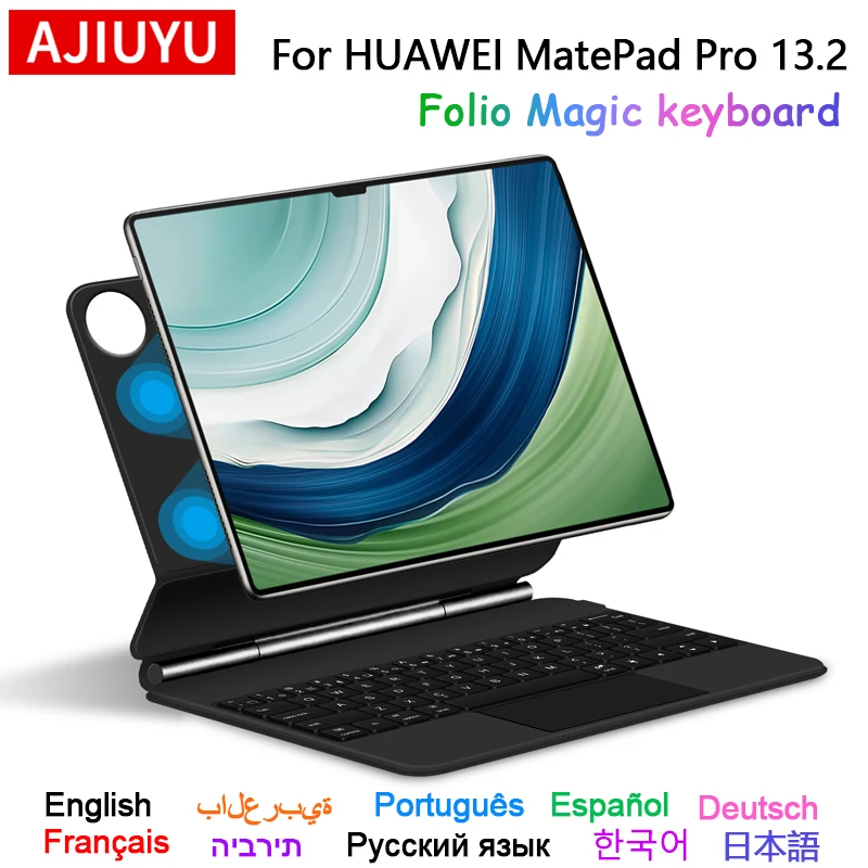 Ajiuyu Hintergrund beleuchtung Touchpad magische Tastatur für Huawei Matepad Pro 13,2 Zoll PCE-W30 w40 magnetische Smart Case drahtlose Tastatur Image