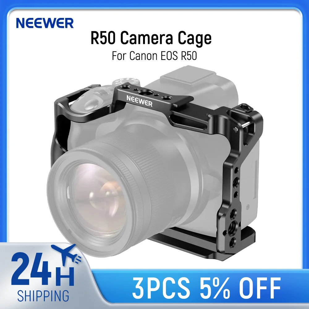 NEEWER R50 Kamerakäfig, kompatibel mit Canon EOS R50 Aluminium-Video-Rig mit NATO-Schiene, 1/4 Zoll Gewinde, 3/8 Zoll ARRI-Löcher Image