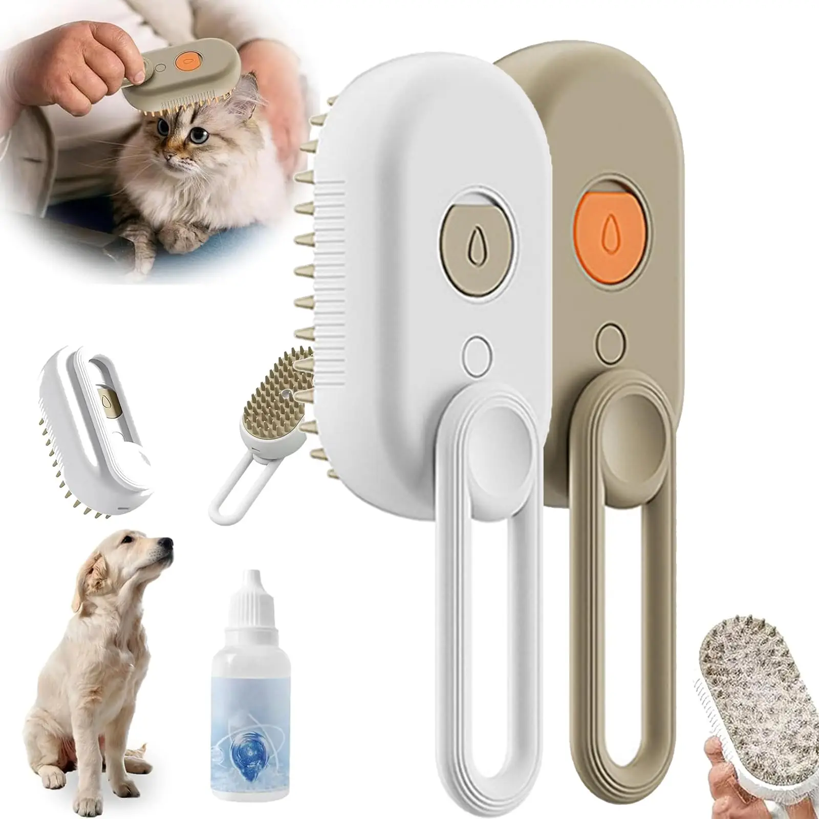 Haustier bürste 3 in 1 Massage kamm Haustier elektrisches Spray Haaren tfernungs kamm Ein-Knopf-Spray Anti-fliegende Katze Zubehör Massage bürste Image