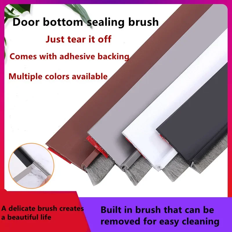 Neue Türdichtung Zugluftstopper Streifen Wind Staub Blocker Stopper mit Bürste Gummi Tür Sweep Schalldichte Dichtungsstreifen Zugluftschutz Image