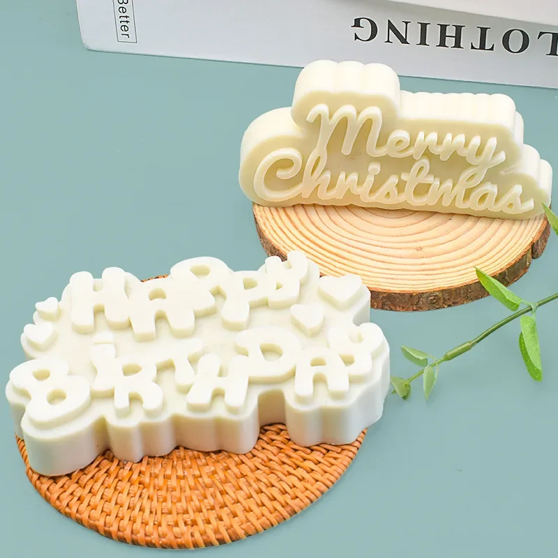 3d englische Buchstaben Weihnachten frohe Kerze Silikon form DIY Weihnachts baum Kerzen Gips Schokolade Geburtstags torte Backformen Image
