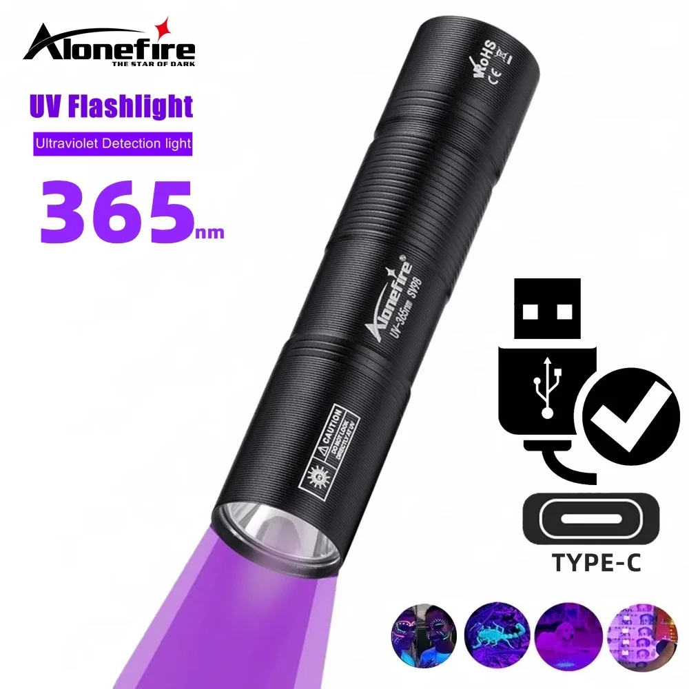 365nm UV-Taschenlampe USB wiederauf ladbare Mini-Palme UV-Nagel lampe Fackel Haustiere Urin Katze Tinea Geld Erz Marker Erkennungs licht Image