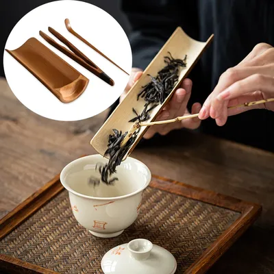 3 stücke Tee Zeremonie Utensil Werkzeuge Set Chinesischen Tee Werkzeug Set Natürliche Werkzeuge Tee Scoop Löffel Zange