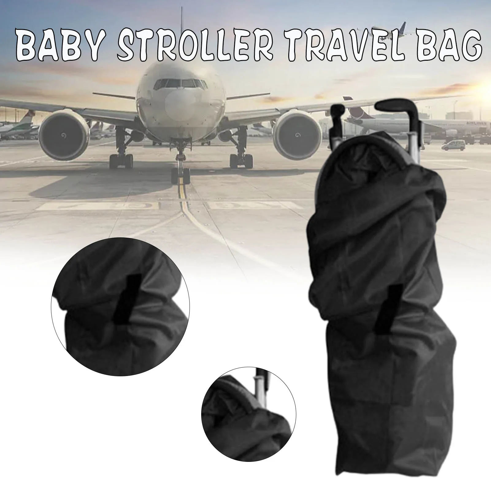 Große faltbare Kinderwagen-Aufbewahrung tasche mit robustem und starkem Oxford-Material, geeignet für den Flughafen bahnhof Image