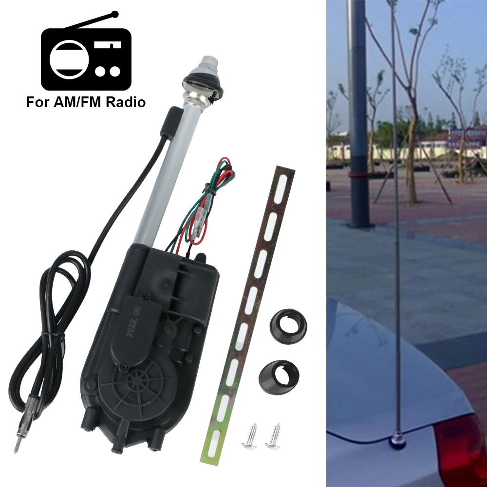 12V Antennen anschluss Kit Außen fahrzeug Antennen automatische Teleskop antenne Universal für Auto Geländewagen bin FM Radio elektrische Leistung Image