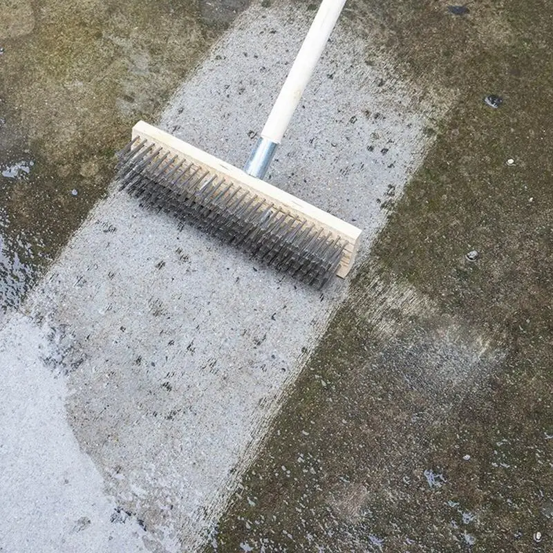 Edelstahl-Drahtbürste, Bodenbürste zum Entfernen von Moos, Eisenbürste, langer Griff, Reinigungsbürste, Waschbodenbesen, Stahlbürstenkopf Image