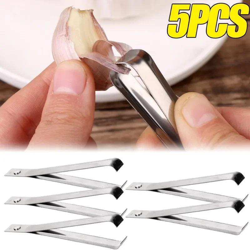5/1Pcs Knoblauch Peeling Werkzeug Edelstahl Peeling Knoblauch Clips Multifunktionale Zupfen Schwein Haar Manuelle Pinzette Küche Gadgets